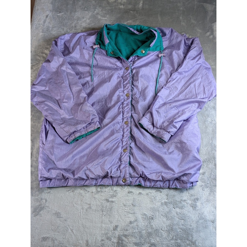 Retro Purple Unbranded Green Wind Breaker Reversible Large